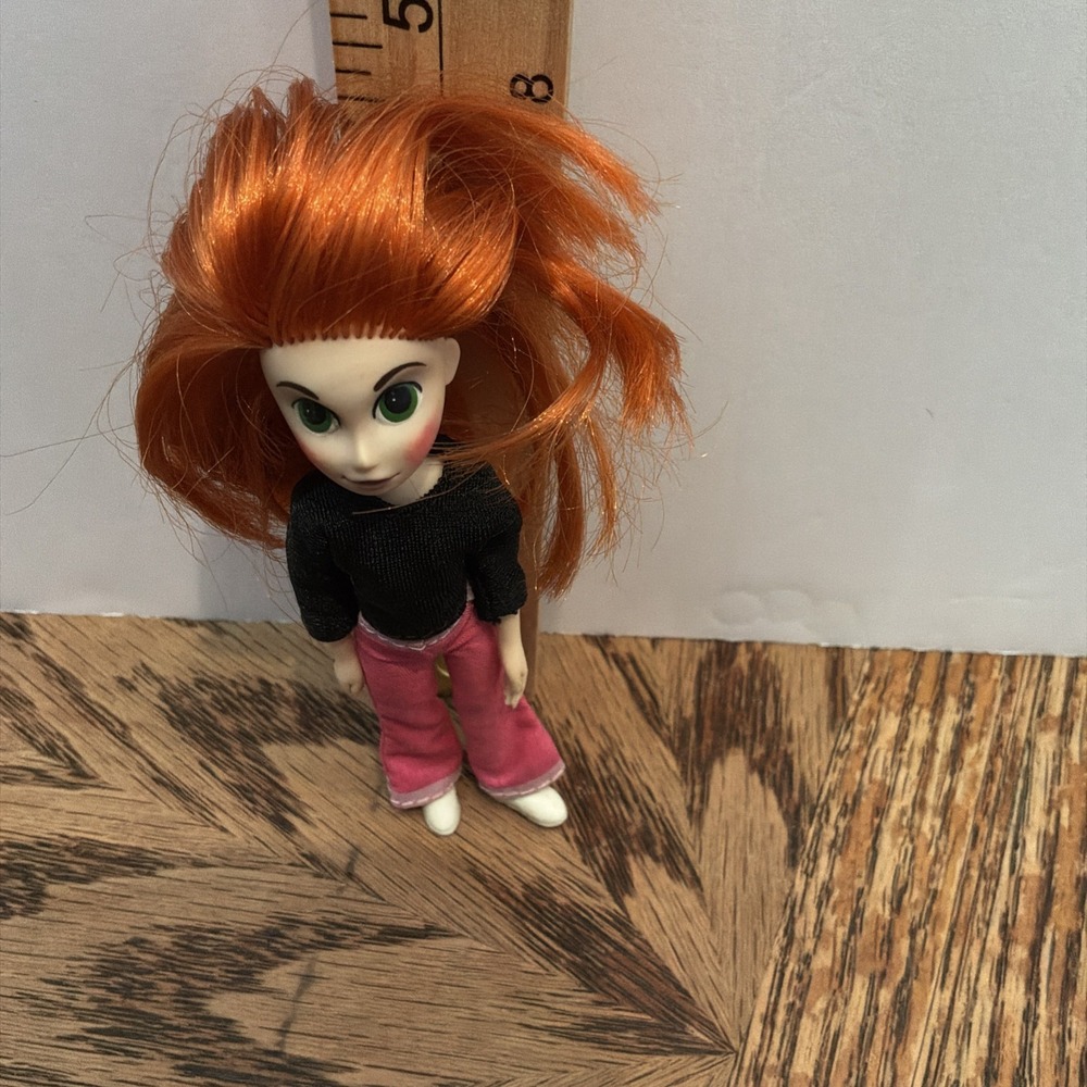 Kim Possible Disney Mini Doll Figure Black Shirt Pink  Needs Hair Brushed/Fixed